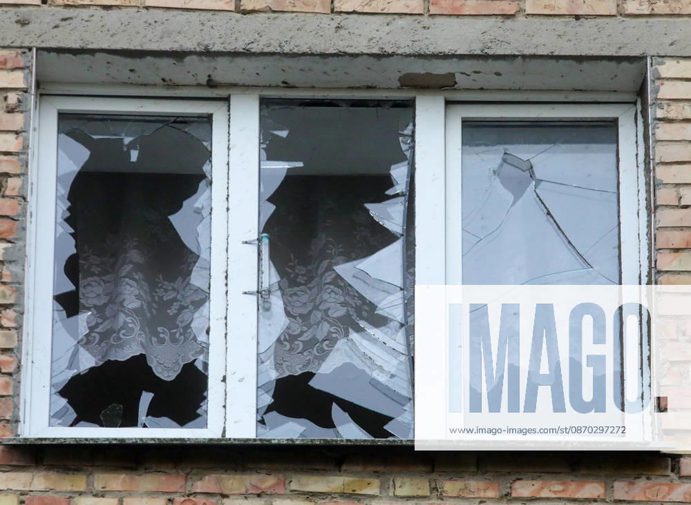 Window panes in an apartment block are shattered by a Russian drone attack, Petropavlivska Borshchahivka, Kyiv region, Ukraine, October 21, 2026. (Photo by Volodymyr Tarasov Ukrinform) Consequences of Russian drone attack in Kyiv region