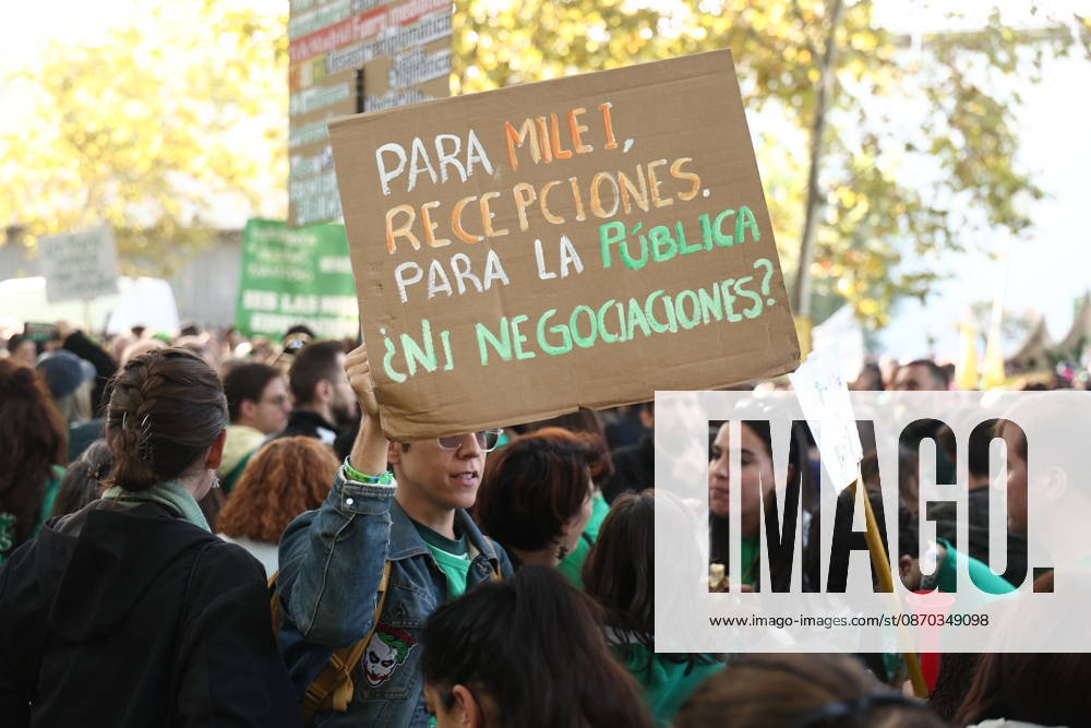 Rally at the Madrid Assembly in Support of the Indefinite Education Strike Several people hold a banner reading For Milei, receptions; for public education, no negotiations? during a rally for public education in front of the Madrid Assembly on October 22, 2026, in Madrid, Spain. Public school teachers in the Community of Madrid began an indefinite strike on October 14 to demand more resources and better working conditions, called by the unions CCOO, CGT, CNT, Solidaridad Obrera, STEM, and UGT, as well as by the teachers’ platforms Dignified Special Education, Fewer Class Periods, and We Want Vocational Training. Among their main demands are the restoration of a maximum of 17 weekly class periods in secondary education and vocation