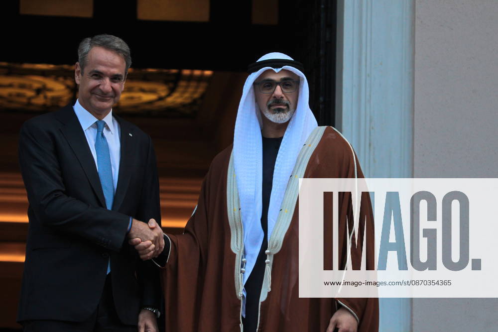 Abu Dhabi Crown Prince Sheikh Khaled bin Mohamed bin Zayed Al Nahyan meets Greek Prime Minister Kyriakos Mitsotakis at the Maximos Mansion in Athens on Thursday, October 22, 2026, during his official visit to Greece. The meeting focuses on strengthening bilateral relations and expanding cooperation between Greece and the United Arab Emirates in areas of mutual interest. Athens Greece - ZUMAv62_ 20261022_zaf_v62_002