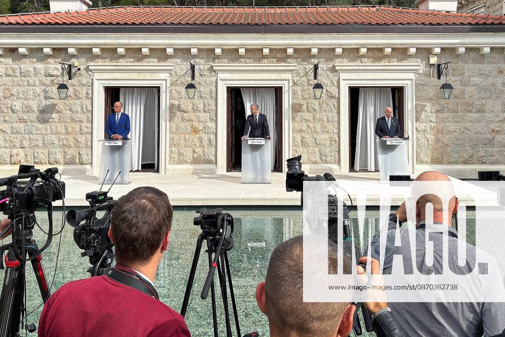 Sveti Stefan, Montenegro, October 22, 2026—The Chancellor’s trip abroad for the Berlin Process Summit; press conference with German Chancellor Friedrich Merz (CDU), Montenegrin Prime Minister Milojko Spajic, and Austrian Chancellor Christian Stocker