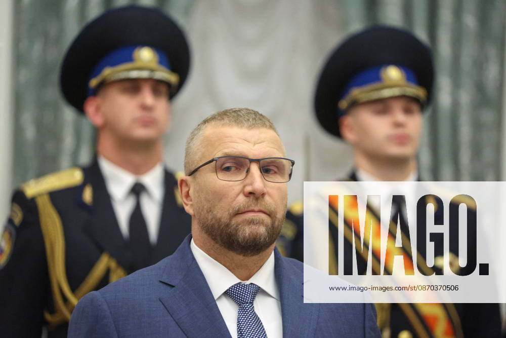 RUSSIA, MOSCOW - OCTOBER 22, 2026: The head of the Federal Customs Service of Russia, Valery Pikalev, is seen during a ceremony in Kremlin in which he was presented the agency s banner by Russia s President Putin (not pictured). Approved by a presidential decree in 2019, the banner has not yet been presented to the agency s top official Moscow Russia - ZUMAt113 20261022_zaa_t113_356