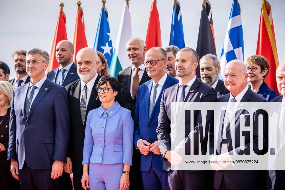 Sveti Stefan, Montenegro, October 22, 2026: The Chancellor’s Trip Abroad to the Berlin Process Summit. German Chancellor Friedrich Merz (CDU) and other participants in a group photo. Those announced to attend included Milojko Spajic, Duro Macut, Edi Rama, Albin Kurti, Hri
