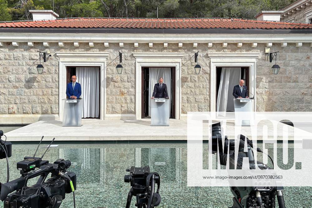 Sveti Stefan, Montenegro, October 22, 2026: The Chancellor’s trip abroad for the Berlin Process Summit; press conference with German Chancellor Friedrich Merz (CDU), Montenegrin Prime Minister Milojko Spajic, and Austrian Chancellor Christian Stocker