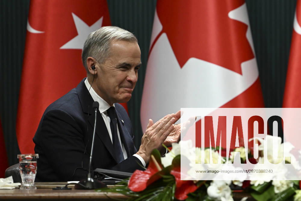Erdogan and Carney hold joint press conference in Ankara ANKARA, TURKIYE - OCTOBER 22: Turkish President Recep Tayyip Erdogan (not seen) and Canadian Prime Minister Mark Carney hold a joint press conference following their meeting in Ankara, Turkiye on October 22, 2026. Dogukan Keskinkilic Anadolu Ankara Turkey. Editorial use only. Please get in touch for any other usage.