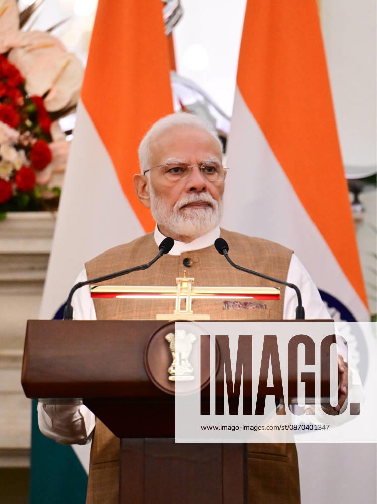 Press Statements by the Prime Ministers of India and Poland New Delhi, Oct 22 (ANI): Prime Minister Narendra Modi speaks during the Joint Press Statement with his Polish counterpart Donald Tusk (unseen) at Hyderabad House, in New Delhi on Thursday. (DPR PMO ANI Photo) New Delhi Delhi India