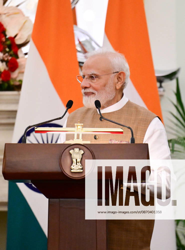 Press Statements by the Prime Ministers of India and Poland New Delhi, Oct 22 (ANI): Prime Minister Narendra Modi speaks during the Joint Press Statement with his Polish counterpart Donald Tusk (unseen) at Hyderabad House, in New Delhi on Thursday. (DPR PMO ANI Photo) New Delhi Delhi India