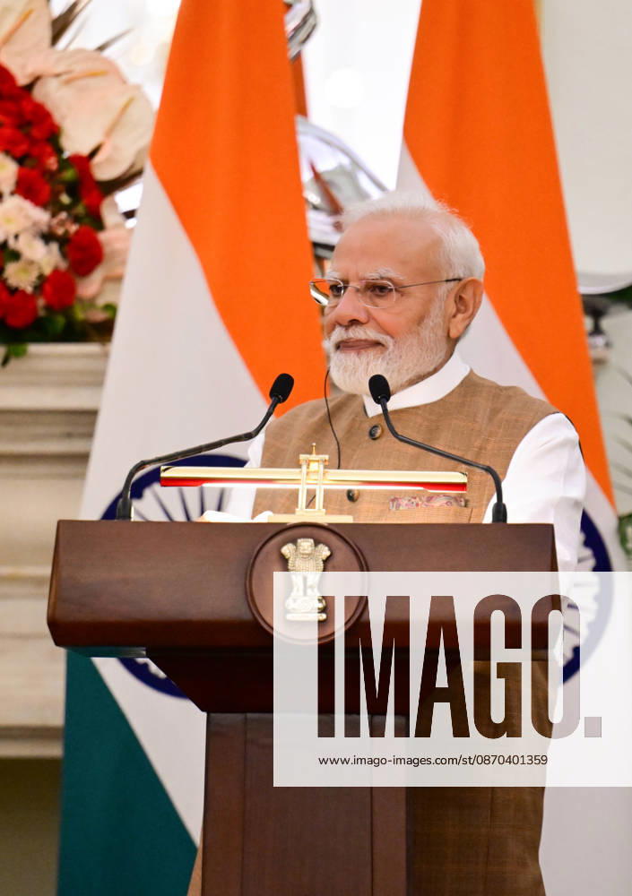 Press Statements by the Prime Ministers of India and Poland New Delhi, Oct 22 (ANI): Prime Minister Narendra Modi speaks during the Joint Press Statement with his Polish counterpart Donald Tusk (unseen) at Hyderabad House, in New Delhi on Thursday. (DPR PMO ANI Photo) New Delhi Delhi India
