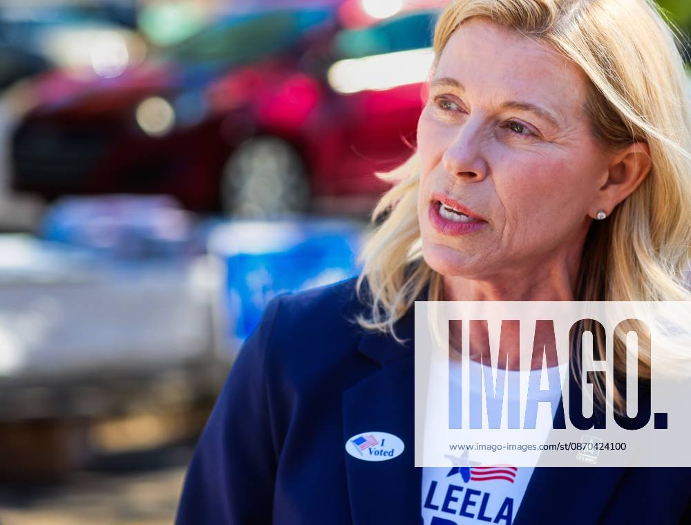 Leela Gray, democratic candidate for the U.S. House of Representatives, talks with reporters after dropping off her election ballot at the Barbara S. Ponce Public Library, 7770 52nd St N, on Thursday, Oct. 22, 2026 in Pinellas Park. Gray is hoping to unseat GOP Rep. Anna Paulina Luna in Floridas Congressional District. Pinellas Park USA - ZUMAs70_ 20261022_zan_s70_026