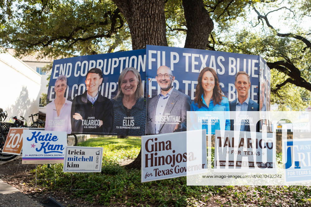 Midterm polling location Illustration - Austin AJ This photo is an illustration of polling location with posters of the differents candidates during the early voting in Texas for the midterm elections in Austin, Texas, United States (USA) on October 22, 2026. Democrat James Talarico is facing Republican and Texas Attorney General Ken Paxton in a race for one of Texas s US Senate seats. No Democrat has won statewide office in the conservative southern state since 1994, and Donald Trump carried Texas by nearly 14 percentage points in the 2024 presidential election. Photo by Alexis Jumeau ABACAPRESS.COM Austin Texas