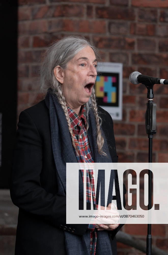 Patti Smith receives a tribute ahead of the 2026 Princess of Asturias Awards at the Fabrica de Armas cultural center in Oviedo on October 22, 2026, Oviedo, Spain