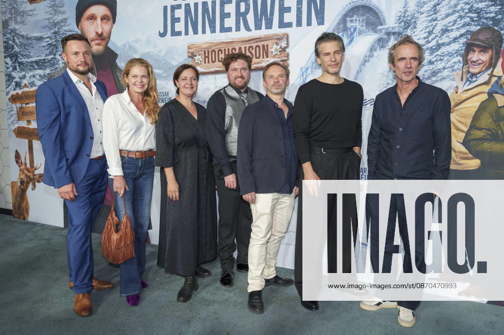 Maximilian Laprell, Stephanie Fürstenberg, Eva Wittenzellner, David Lindermeier, Konstantin Moreth, Florian Odendahl, and Felix Hellmann at the premiere of the movie *Kommissar Jennerwein: Hochsaison* at the Astor Film Lounge in Arri Munich, October 22, 2026 Foto:xN.xKolinzx xFuturexImagex jennerwein_6077