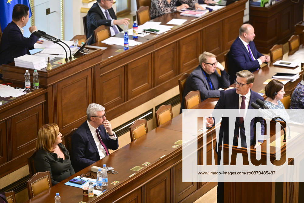 ODS Chairman Martin Kupka, at the lectern, speaks at the Chamber of Deputies session, in Prague, Czech Republic, on October 23, 2026. (CTKxPhoto RomanxVondrous) CTKPhotoP2026102303241 CTKPhotoP2026102303241