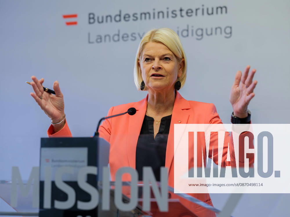 Press Conference on the BMLV Youth Monitor 2026—Federal Minister of Defense Klaudia Tanner (ÖVP) on October 23, 2026, at the press conference titled What Do Young People Think About the Austrian Armed Forces? held at the Rossauer Barracks in Vienna, Vienna, Austria