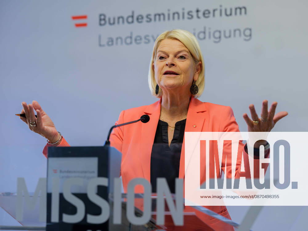 Press Conference on the BMLV Youth Monitor 2026—Federal Minister of Defense Klaudia Tanner (ÖVP) on October 23, 2026, at the press conference titled What Do Young People Think About the Austrian Armed Forces? held at the Rossauer Barracks in Vienna, Vienna, Austria