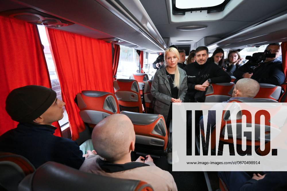 Belarus Russia Ukraine Military Operation POWs Exchange 9271124 23.10.2026 Russian Human Rights Commissioner Yana Lantratova and Ukrainian Human Rights Commissioner Dmytro Lubinets are seen in a bus with Ukrainian prisoners-of-war during an exchange between Russia and Ukraine at the Novaya Guta checkpoint in Gomel Region, Belarus. Russia and Ukraine on October 23 complete a swap of 270 prisoners of war each. A humanitarian action to reunite Russian and Ukrainian families also takes place, a total of seven people return to Russia, including a married couple, and six families travel to Ukraine. Yuri Kochetkov Sputnik Gomel region Belarus