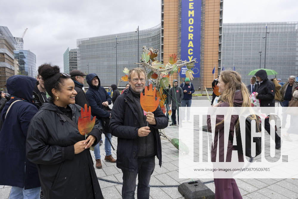 Hands off Nature Brussels, 23 10 2026 : Manifestation , Hands off Nature in the presence of Commissioner Jessika Roswall. Credit : Content Curation . Brussels Belgium