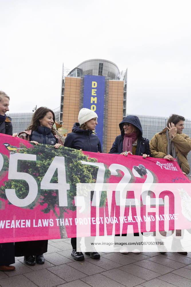 Hands off Nature Brussels, 23 10 2026 : Manifestation , Hands off Nature in the presence of Commissioner Jessika Roswall. Credit : Content Curation . Brussels Belgium