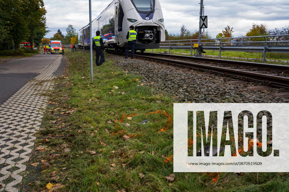 Car collides with train Car collides with train Fritzlar railroad crossing Pappelallee Hesse Germany