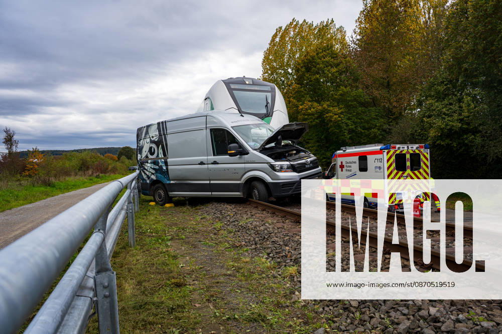 Car collides with train Car collides with train Fritzlar railroad crossing Pappelallee Hesse Germany