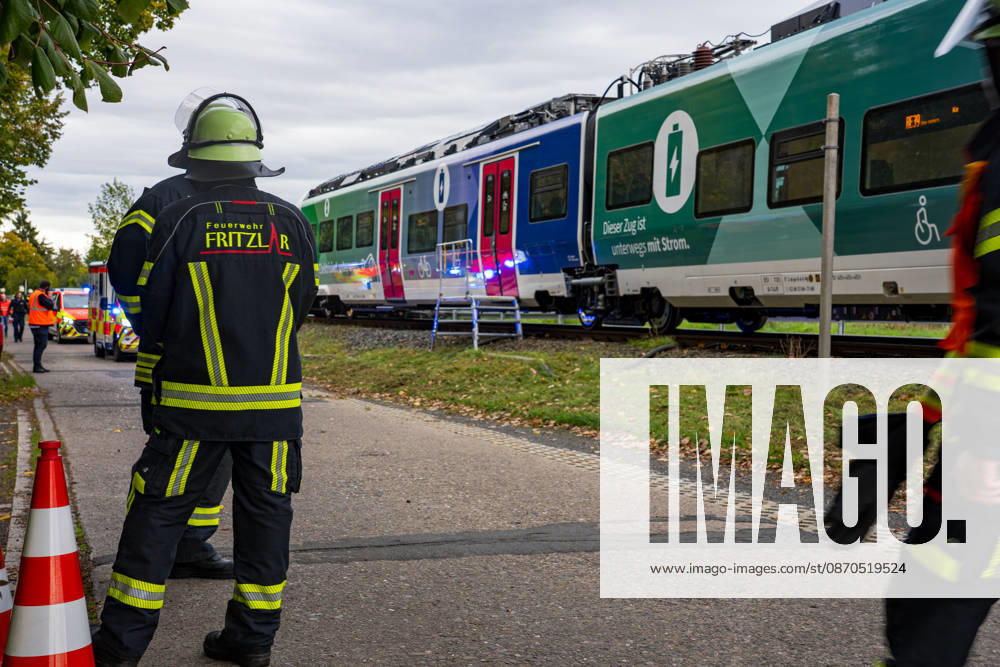 Car collides with train Car collides with train Fritzlar railroad crossing Pappelallee Hesse Germany