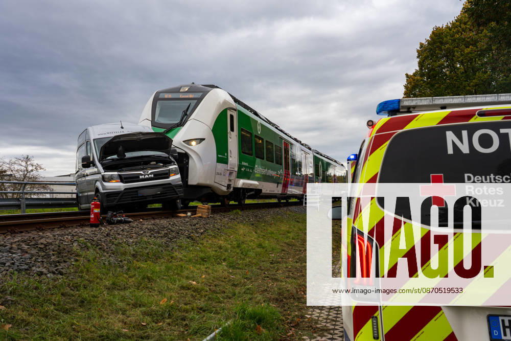 Car collides with train Car collides with train Fritzlar railroad crossing Pappelallee Hesse Germany