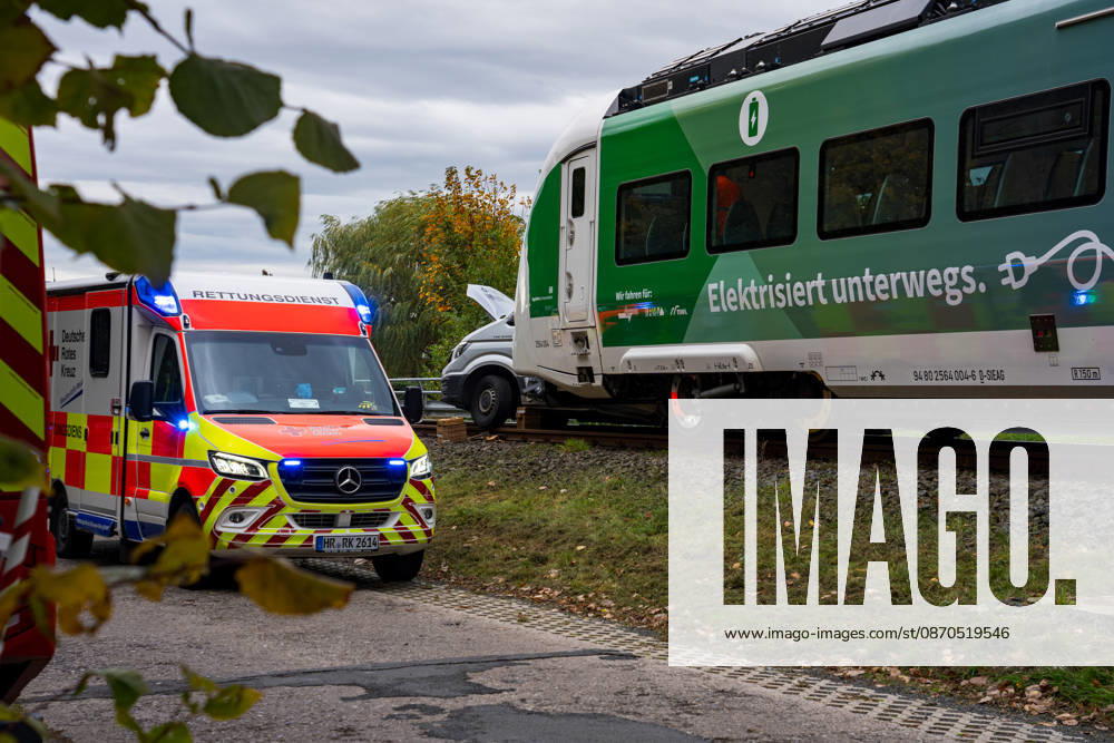 Car collides with train Car collides with train Fritzlar railroad crossing Pappelallee Hesse Germany
