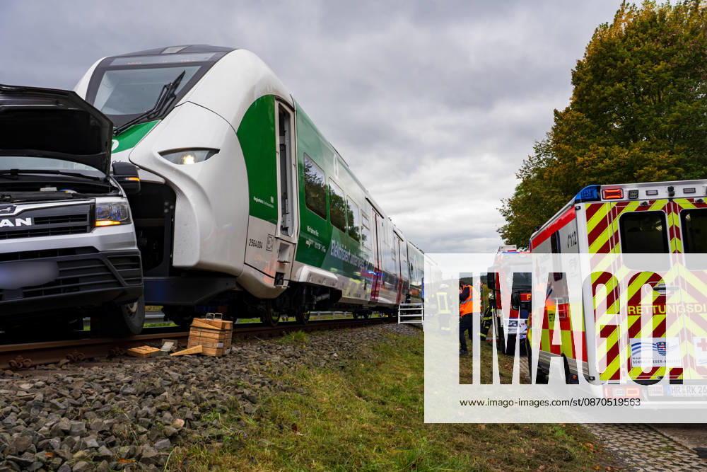 Car collides with train Car collides with train Fritzlar railroad crossing Pappelallee Hesse Germany