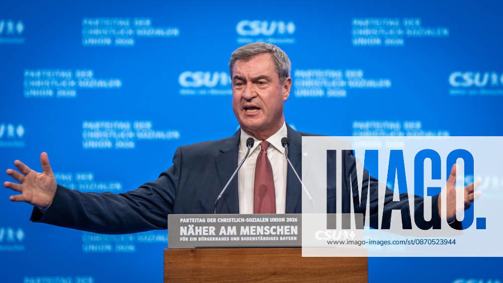 Markus Söder, CSU Party Chairman and Minister-President of Bavaria, at the CSU Party Convention in Munich, Munich, Bavaria, Germany, Munich Trade Fair Grounds