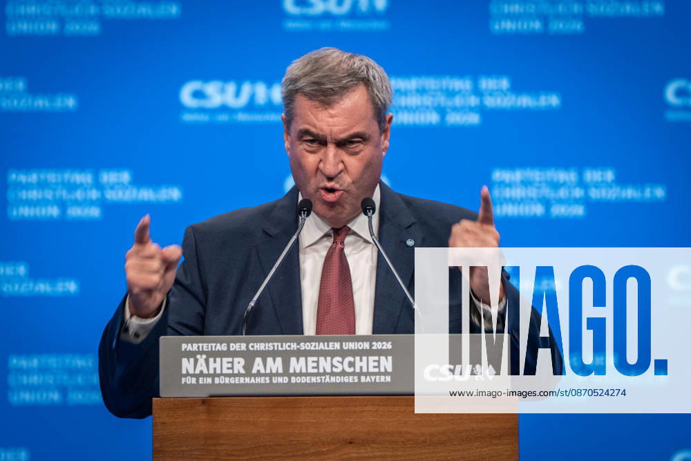 Markus Söder, CSU Party Chairman and Minister-President of Bavaria, at the CSU Party Convention in Munich, Munich, Bavaria, Germany, Munich Trade Fair Grounds