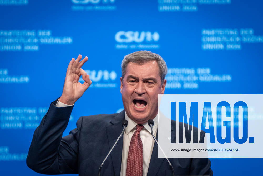 Markus Söder, CSU Party Chairman and Minister-President of Bavaria, at the CSU Party Convention in Munich, Munich, Bavaria, Germany, Munich Trade Fair Grounds