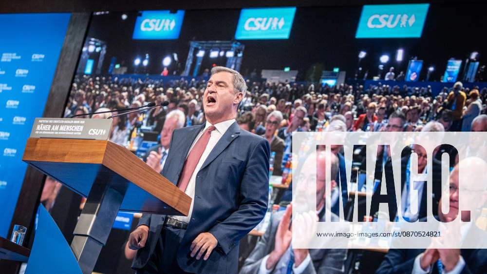 Markus Söder, CSU Party Chairman and Minister-President of Bavaria, at the CSU Party Convention in Munich, Munich, Bavaria, Germany, Munich Trade Fair Grounds