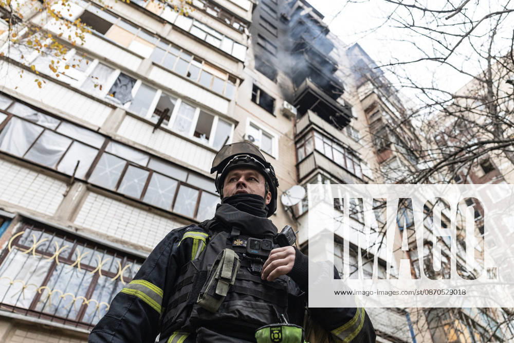 Russian drone attack on a residential building in Kramatorsk KRAMATORSK, UKRAINE - OCTOBER 23: Ukrainian firefighters put out a fire following a Russian drone attack on a residential building in Kramatorsk, Ukraine, 23 October 2026 Diego Herrera Carcedo Anadolu Kramatorsk Ukraine. Editorial use only. Please get in touch for any other usage.