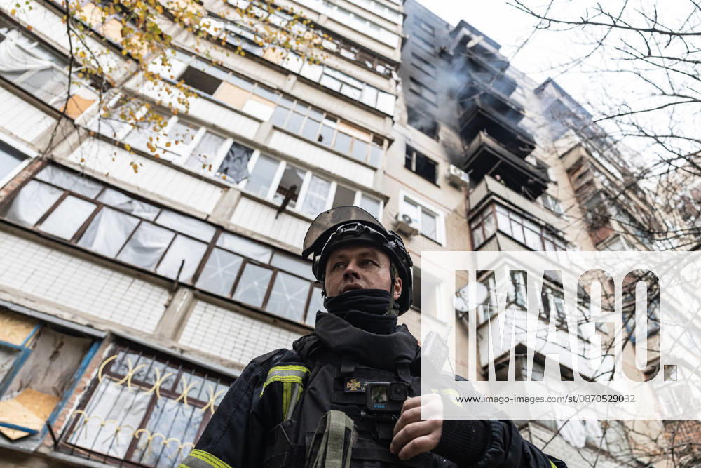 Russian drone attack on a residential building in Kramatorsk KRAMATORSK, UKRAINE - OCTOBER 23: Ukrainian firefighters put out a fire following a Russian drone attack on a residential building in Kramatorsk, Ukraine, 23 October 2026 Diego Herrera Carcedo Anadolu Kramatorsk Ukraine. Editorial use only. Please get in touch for any other usage.