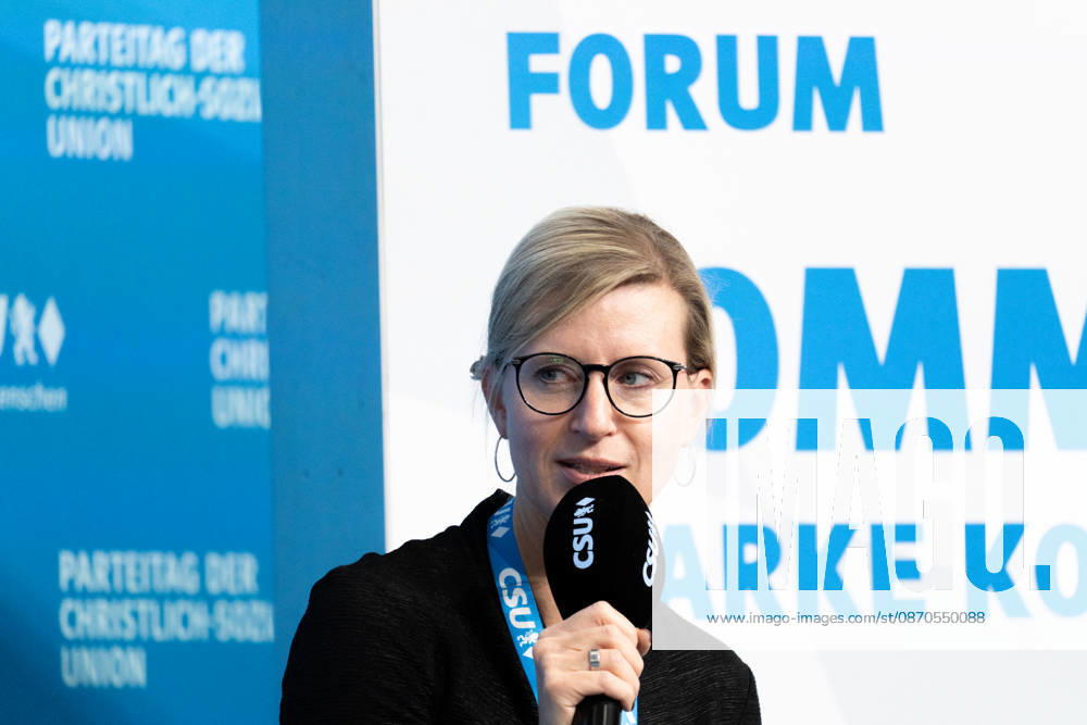 The 2026 Party Convention of the CSU (Christian Social Union) at Messe München. Forum: LOCAL POLITICS, STRONG COMMUNITIES. A BRIGHT FUTURE. Katrin Albsteiger (Mayor of NEU-ULM)