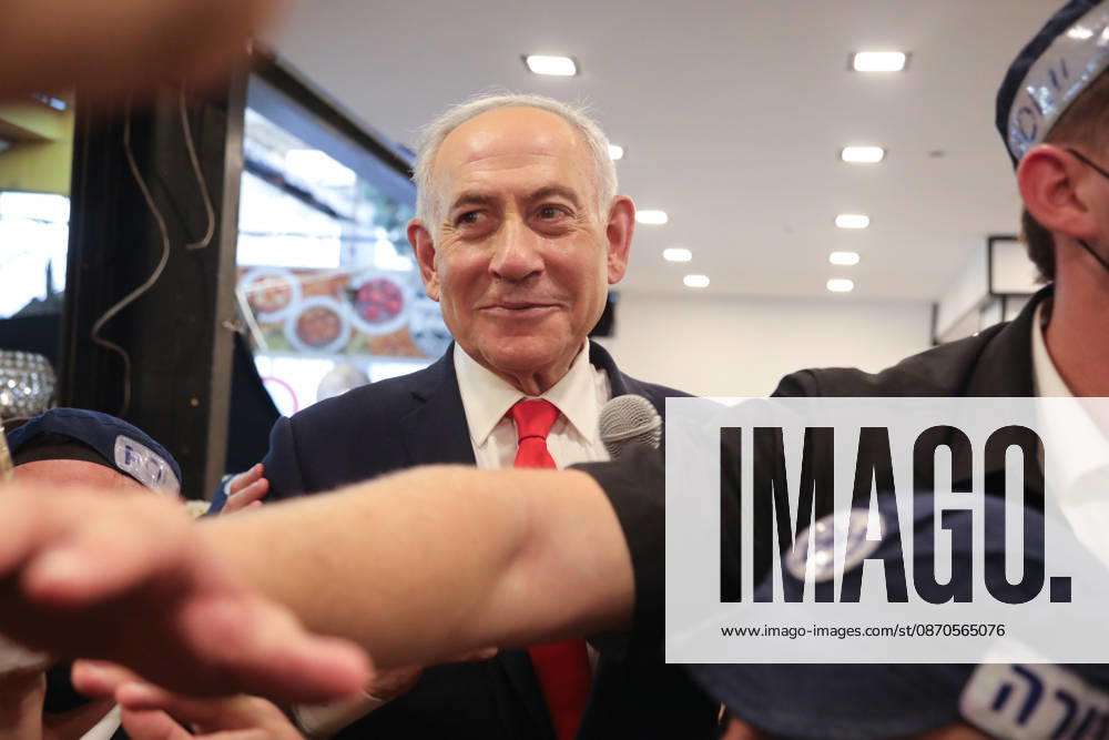 (261023) -- TEL AVIV, Oct. 23, 2026 -- Israeli Prime Minister and Likud party leader Benjamin Netanyahu visits the Hatikva Market in Tel Aviv as part of his election campaign, Oct. 22, 2026. The general elections for Israel s Knesset, the country s parliament, will be held on Oct. 27. ( via Xinhua) ISRAEL-TEL AVIV-ELECTIONS-CAMPAIGN GideonxMarkowicz JINI