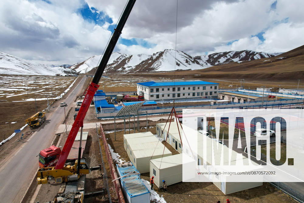 Rescuers install mobile boardrooms with better insulation properties at a relief site in Gangqie Township, Baqing County, on October 24, 2026 in Nagqu, Xizang Autonomous Region of China. A 7.0-magnitude earthquake struck Baqing County on October 22, killing 16 people and injuring 76, according to local authorities.