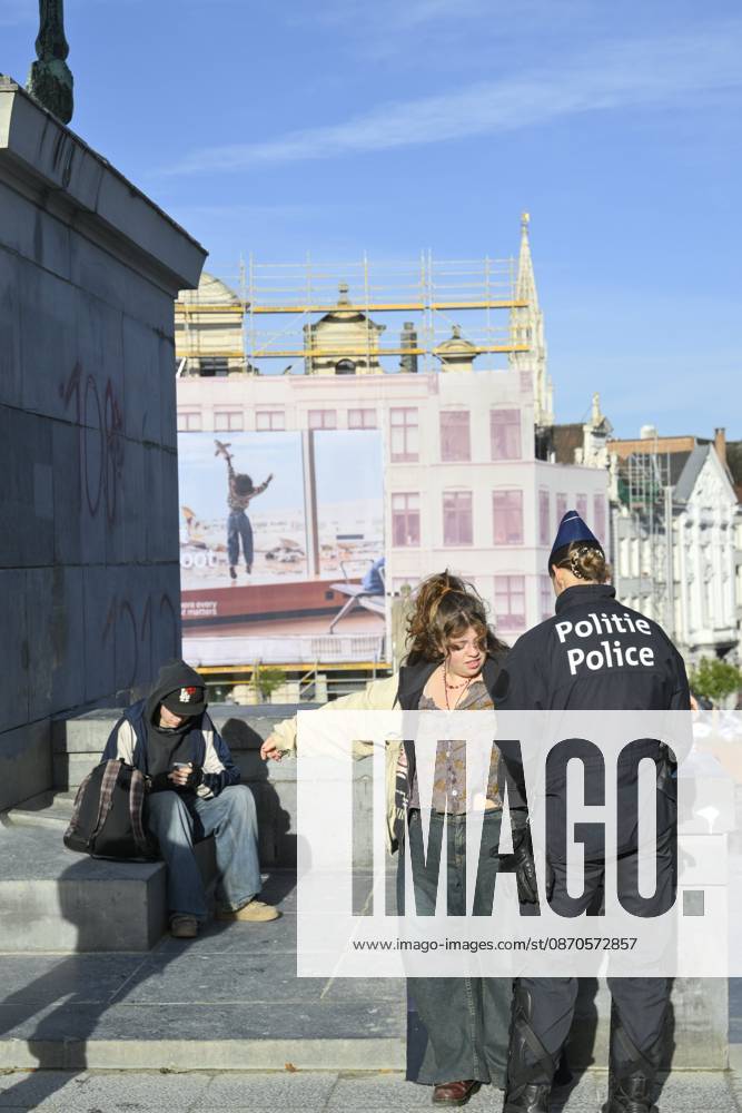 Extreme Left And Citizen Activists Protest 24 10 2026 BRUSSELS, BELGIUM - OCTOBER 24 : Police and demonstrators pictured during illegal demonstration the centre of Brussels against budget measures on October 24, 2026 in Brussels, Belgium, 24 10 2026 Brussels Belgium