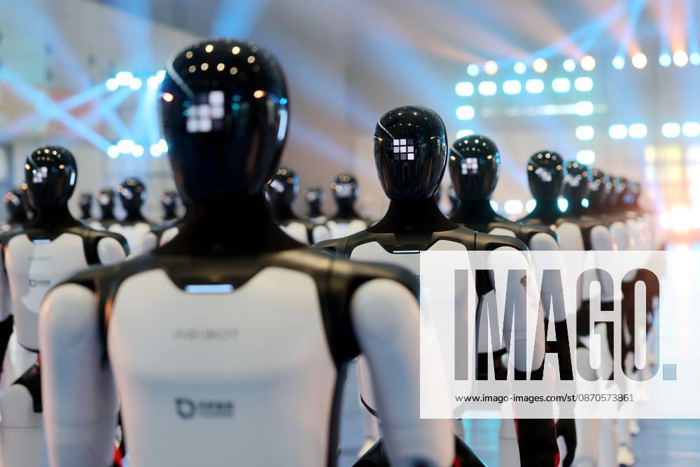 One hundred and ten Zhiyuan Expedition A3 humanoid robots perform a synchronized formation dance to set a Guinness World Record on October 24, 2026 in Jinan, Shandong Province of China.