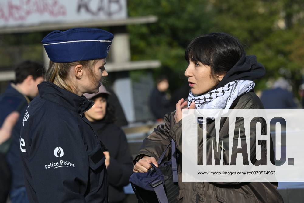 Extreme Left And Citizen Activists Protest 24 10 2026 BRUSSELS, BELGIUM - OCTOBER 24 : Police and demonstrators pictured during illegal demonstration the centre of Brussels against budget measures on October 24, 2026 in Brussels, Belgium, 24 10 2026 Brussels Belgium