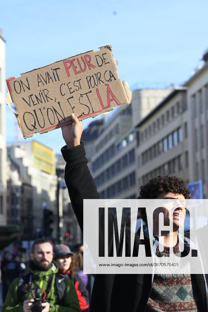 Extreme Left And Citizen Activists Protest 24 10 2026 BRUSSELS, BELGIUM - OCTOBER 24 : Police and demonstrators pictured during illegal demonstration the centre of Brussels against budget measures on October 24, 2026 in Brussels, Belgium, 24 10 2026 Brussels Belgium
