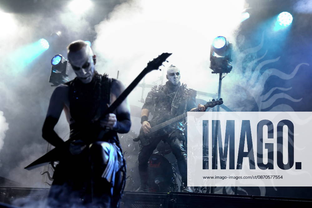 Adam Michal Nergal Darski and Tomasz Orion Wroblewski, from left, of the band Behemoth at a concert at the Columbiahalle in Berlin, October 23, 2026 Behemoth Dimmu Borgir Concert Berlin