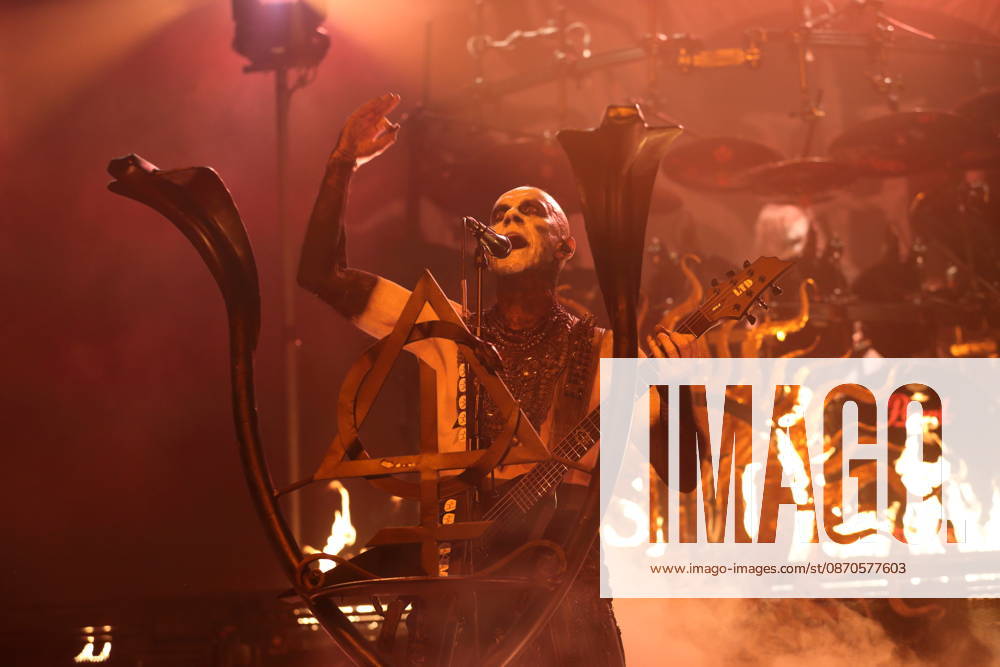 Adam Michal Nergal Darski of the band Behemoth at a concert at the Columbiahalle in Berlin, October 23, 2026 Behemoth Dimmu Borgir Concert Berlin