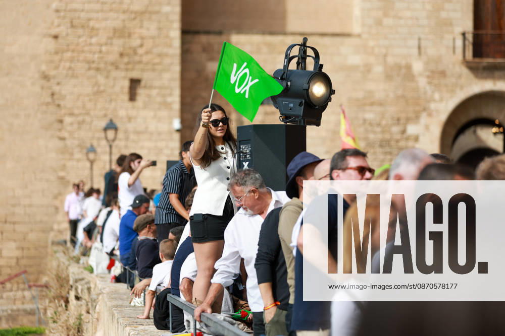 Abascal Holds a Public Rally in Palma: A large crowd gathered at a VOX public rally as part of the pre-campaign for the general election on November 29, at La Seu de Mallorca, on October 24, 2026, in Palma de Mallorca, Mallorca, Balearic Islands, Spain. Abascal is the first leader of one of the major parties running in the general election to announce public events in the Balearic Islands. OCTOBER 24, 2026. Tomàs Moyà. Palma de Mallorca, Mallorca, Island of Palma de Mallorca, Mallorca, Spain