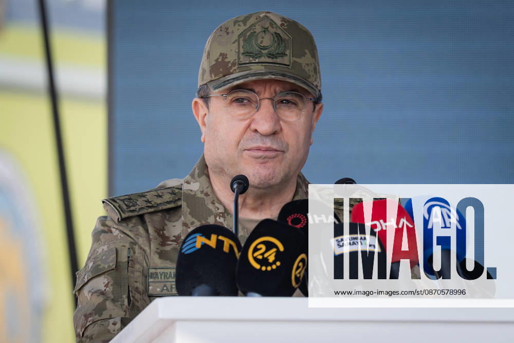 Best International Military Drone Team Competition in Ankara ANKARA, TURKIYE - OCTOBER 24: Chief of the General Staff of Turkiye, Selcuk Bayraktaroglu gives a speech during the Best International Military Drone Team Competition (BIMDTC-2026), organized by the Turkish Land Forces Command, at Martyr Army Pilot First Lieutenant Gurcan Ulucan Square in Sincan Temelli, in Ankara, Turkiye on October 24, 2026. Ahmet Serdar Eser Anadolu Ankara Turkey. Editorial use only. Please get in touch for any other usage.