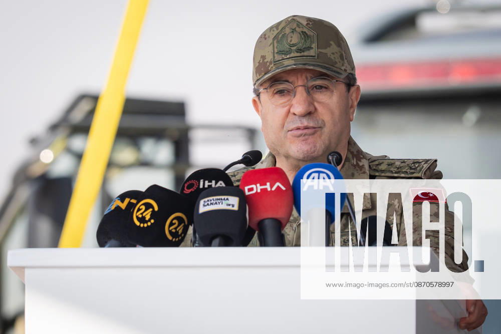 Best International Military Drone Team Competition in Ankara ANKARA, TURKIYE - OCTOBER 24: Chief of the General Staff of Turkiye, Selcuk Bayraktaroglu gives a speech during the Best International Military Drone Team Competition (BIMDTC-2026), organized by the Turkish Land Forces Command, at Martyr Army Pilot First Lieutenant Gurcan Ulucan Square in Sincan Temelli, in Ankara, Turkiye on October 24, 2026. Ahmet Serdar Eser Anadolu Ankara Turkey. Editorial use only. Please get in touch for any other usage.