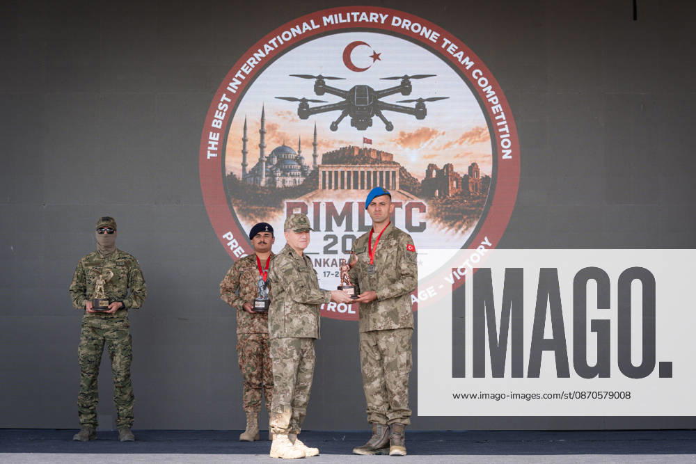 Best International Military Drone Team Competition in Ankara ANKARA, TURKIYE - OCTOBER 24: Award ceremony takes place on the distinguished observer day of the Best International Military Drone Team Competition (BIMDTC-2026), organized by the Turkish Land Forces Command, at Martyr Army Pilot First Lieutenant Gurcan Ulucan Square in Sincan Temelli, in Ankara, Turkiye on October 24, 2026. Ahmet Serdar Eser Anadolu Ankara Turkey. Editorial use only. Please get in touch for any other usage.