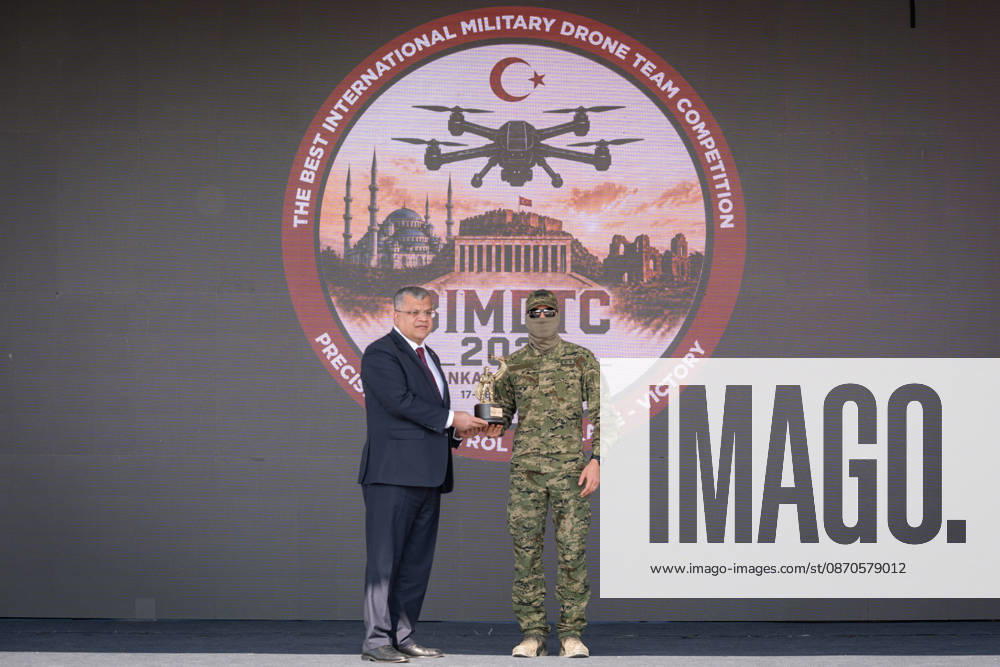 Best International Military Drone Team Competition in Ankara ANKARA, TURKIYE - OCTOBER 24: Award ceremony takes place on the distinguished observer day of the Best International Military Drone Team Competition (BIMDTC-2026), organized by the Turkish Land Forces Command, at Martyr Army Pilot First Lieutenant Gurcan Ulucan Square in Sincan Temelli, in Ankara, Turkiye on October 24, 2026. Ahmet Serdar Eser Anadolu Ankara Turkey. Editorial use only. Please get in touch for any other usage.