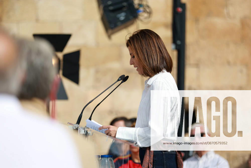 Abascal Holds a Public Rally in Palma Vox’s candidate for the Congress of Deputies representing the Balearic Islands, Maribel Cerezo, during a Vox public rally as part of the pre-campaign for the general election on November 29, at La Seu de Mallorca, on October 24, 2026, in Palma de Mallorca, Mallorca, Balearic Islands, Spain. Abascal is the first leader of one of the major parties running in the general election to have announced public events in the Balearic Islands. OCTOBER 24, 2026. Tomàs Moyà. Palma de Mallorca, Mallorca, Isl. Palma de Mallorca, Mallorca, Spain