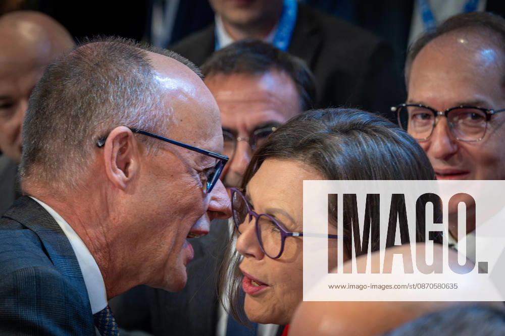 Chancellor Friedrich Merz (CDU) welcomes Ilse Aigner (CSU) at the CSU Party Convention, Munich Exhibition Halls, Munich