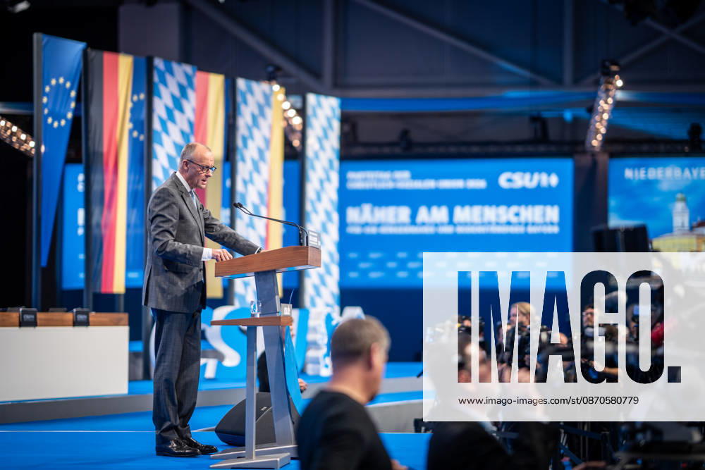 Chancellor Friedrich Merz speaks at the CSU Party Convention in Munich; CSU Party Convention in Munich, Munich, Bavaria, Germany; Munich Trade Fair Grounds